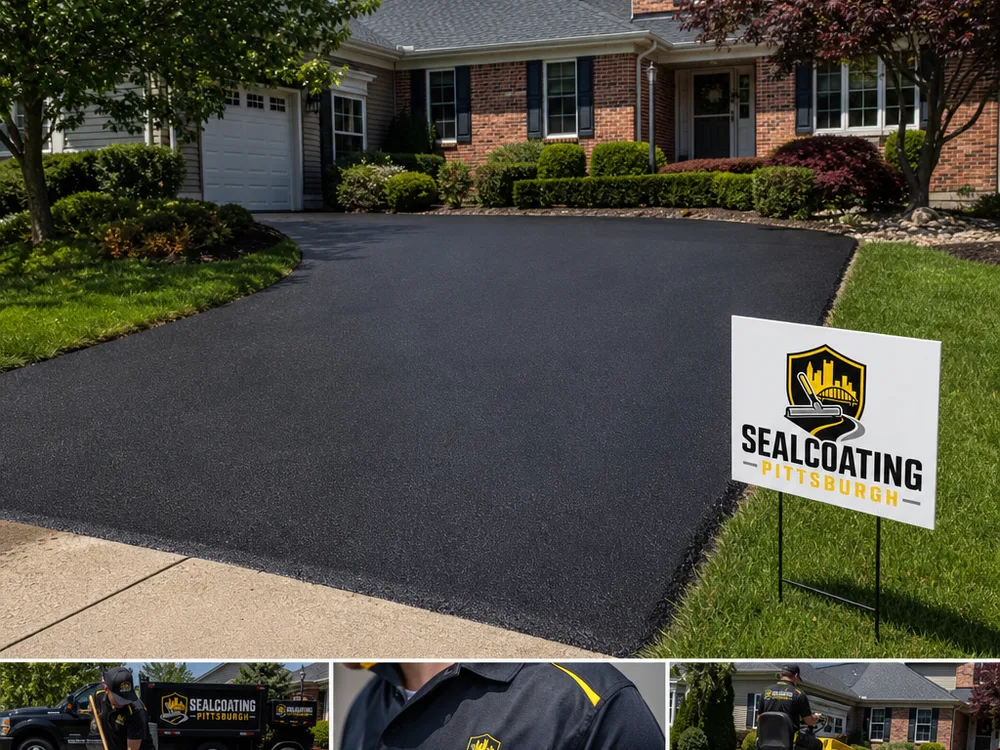 Finished residential asphalt driveway with clean edges and a consistent rolled texture